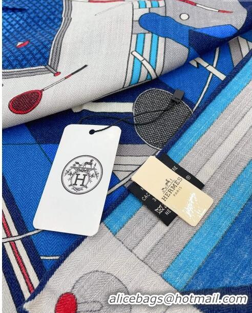 Good Taste Hermes Cashmere & Silk Sqaure Shawl Scarf 140cm H111821 Blue 2023