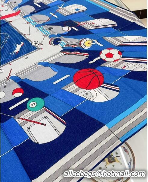 Good Taste Hermes Cashmere & Silk Sqaure Shawl Scarf 140cm H111821 Blue 2023