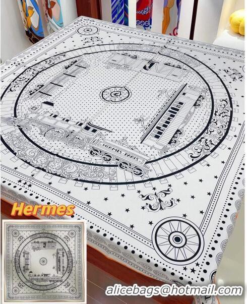 Hot Sell Cheap Hermes Cashmere & Silk All Aboard！Sqaure Shawl Scarf 140cm H111823 White 2023