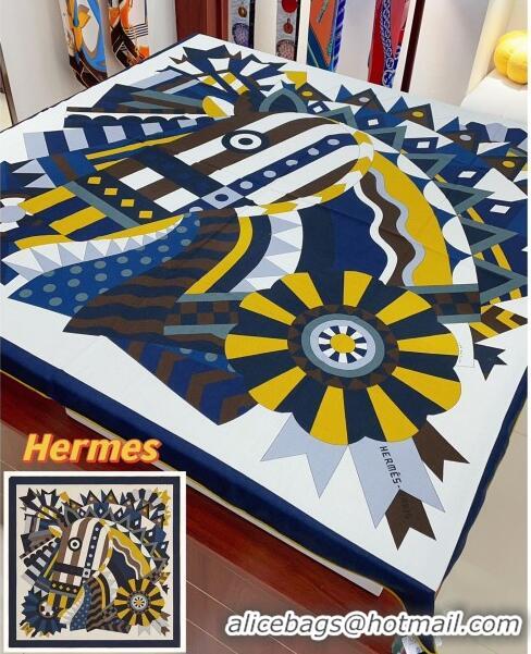 Trendy Design Hermes Cashmere & Silk Sqaure Shawl Scarf 140cm H111829 Blue/Black 2023