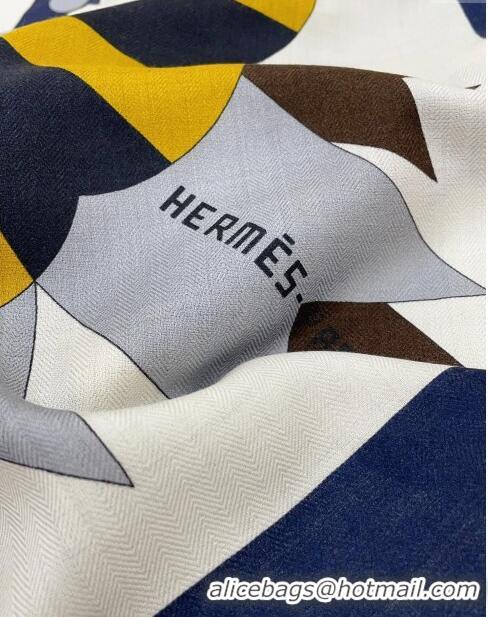 Trendy Design Hermes Cashmere & Silk Sqaure Shawl Scarf 140cm H111829 Blue/Black 2023