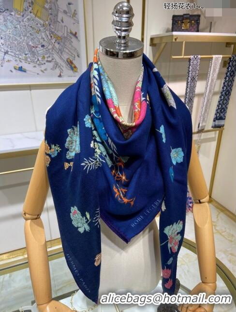 Good Looking Hermes Cashmere & Silk Sqaure Shawl Scarf 140cm H112112 Navy Blue 2023 Top