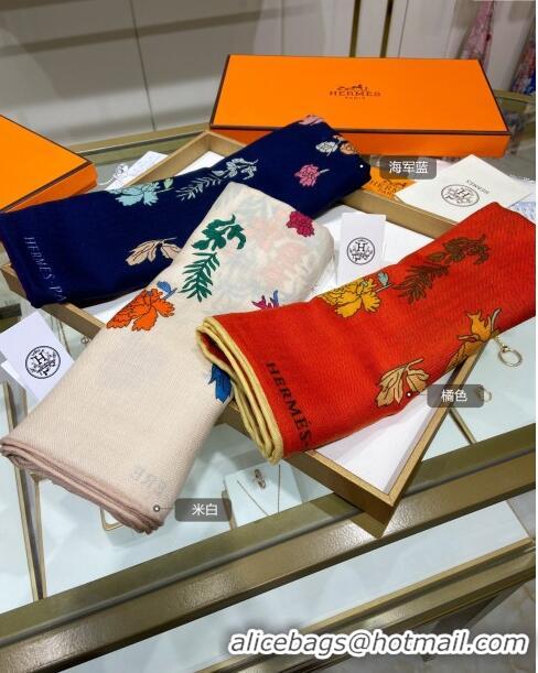 Good Taste Hermes Cashmere & Silk Sqaure Shawl Scarf 140cm H112113 White 2023 Top