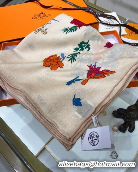 Good Taste Hermes Cashmere & Silk Sqaure Shawl Scarf 140cm H112113 White 2023 Top