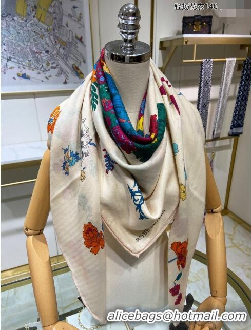 Good Taste Hermes Cashmere & Silk Sqaure Shawl Scarf 140cm H112113 White 2023 Top