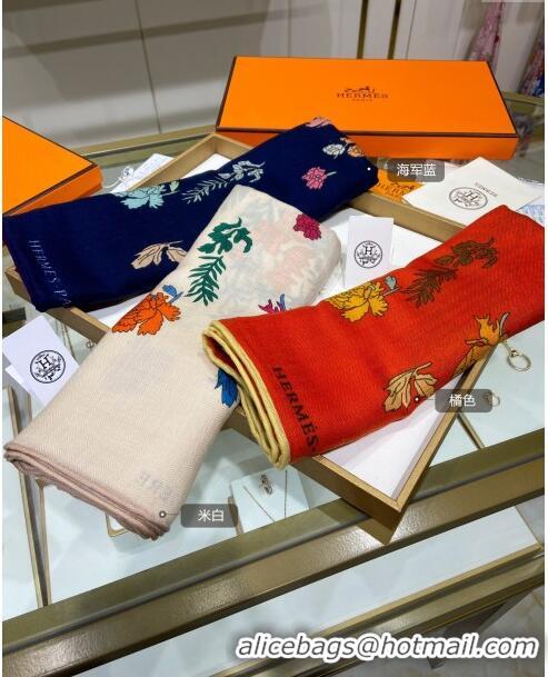 Most Popular Hermes Cashmere & Silk Sqaure Shawl Scarf 140cm H112114 Orange Red 2023 Top