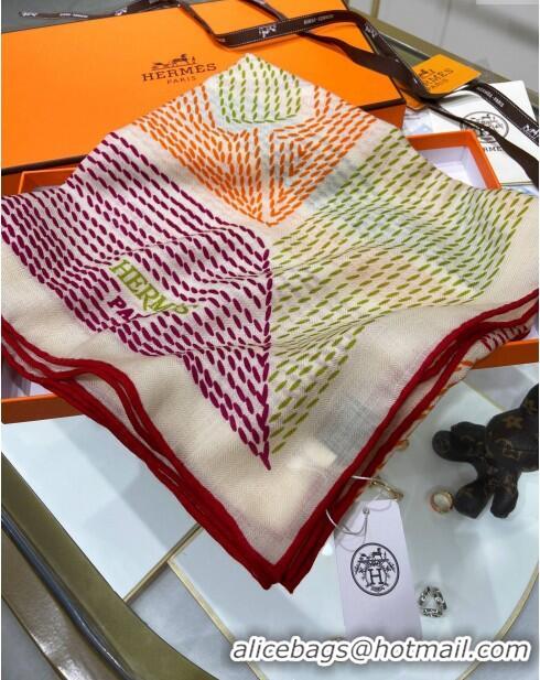 Good Taste Hermes Cashmere & Silk Sqaure Shawl Scarf 140cm H112116 White 2023 Top