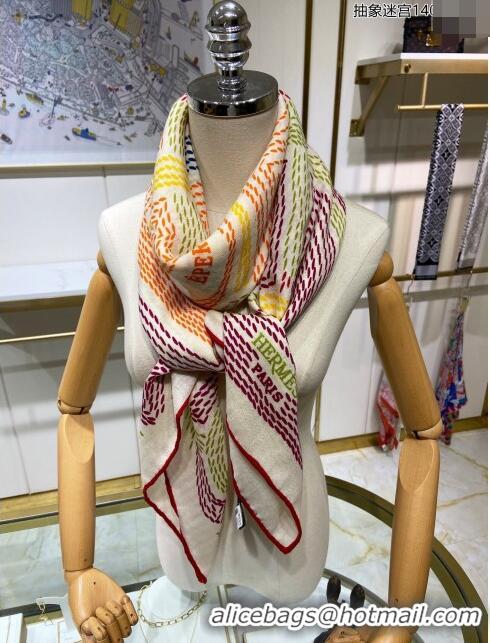 Good Taste Hermes Cashmere & Silk Sqaure Shawl Scarf 140cm H112116 White 2023 Top