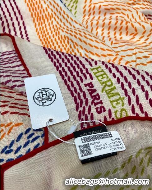 Good Taste Hermes Cashmere & Silk Sqaure Shawl Scarf 140cm H112116 White 2023 Top