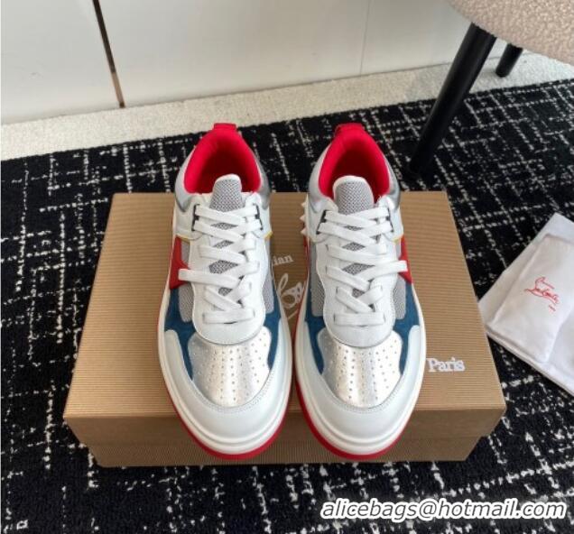 Buy Luxury Christian Louboutin Astroloubi Man Sneakers in Calf Leather Silver 103082