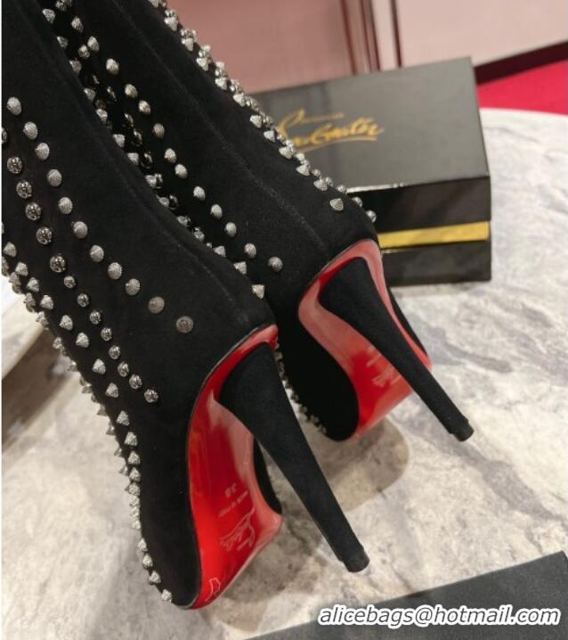 Good Quality Christian Louboutin Astrilarge Botta Pika Ankle Boots 10cm with Studs Wrap Black 120057