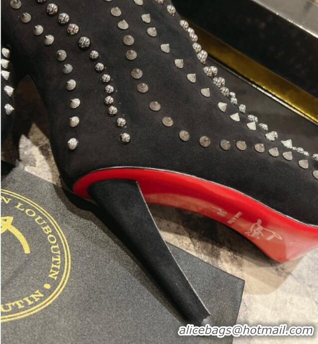 Good Quality Christian Louboutin Astrilarge Botta Pika Ankle Boots 10cm with Studs Wrap Black 120057