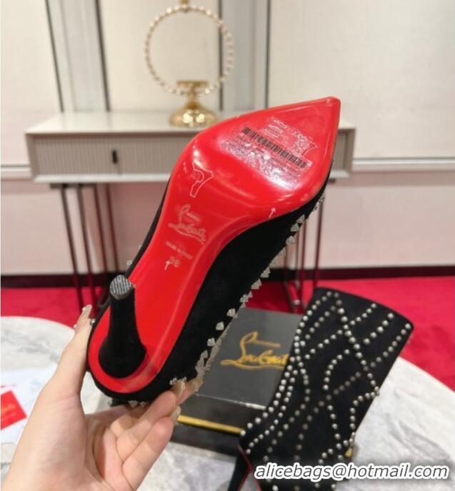 Good Quality Christian Louboutin Astrilarge Botta Pika Ankle Boots 10cm with Studs Wrap Black 120057