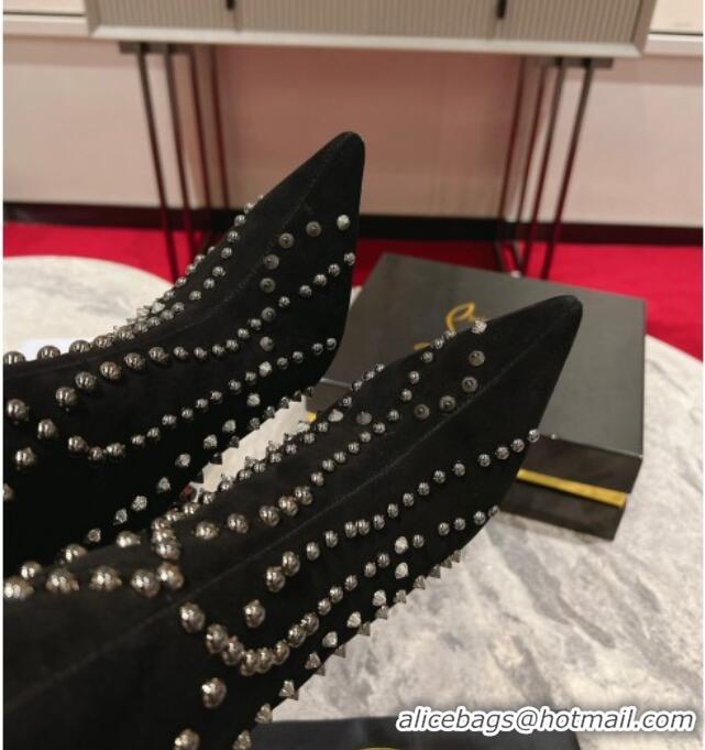 Good Quality Christian Louboutin Astrilarge Botta Pika Ankle Boots 10cm with Studs Wrap Black 120057