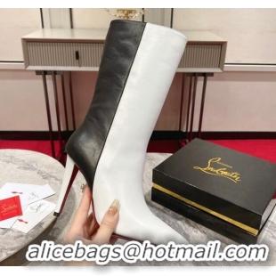 Classic Hot Christian Louboutin Astrilarge Leather Ankle Boots 10cm Black/White 120058