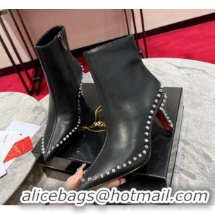 Buy New Cheap Christian Louboutin Vidura Ankle Boots 8.5cm in Brown Suede with Studs Black 120060