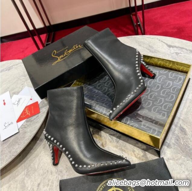 Buy New Cheap Christian Louboutin Vidura Ankle Boots 8.5cm in Brown Suede with Studs Black 120060