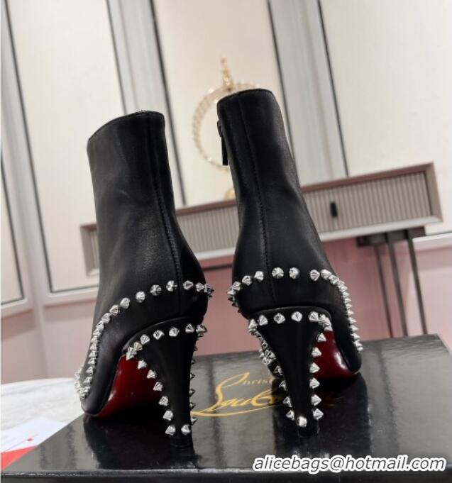 Buy New Cheap Christian Louboutin Vidura Ankle Boots 8.5cm in Brown Suede with Studs Black 120060