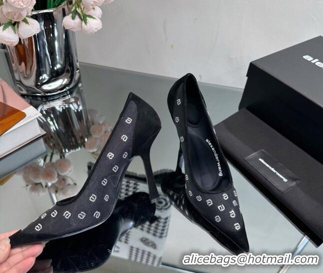 Unique Style Alexander Wang Delphine Pumps 10.5cm in Mesh and a Crystals Black 626049