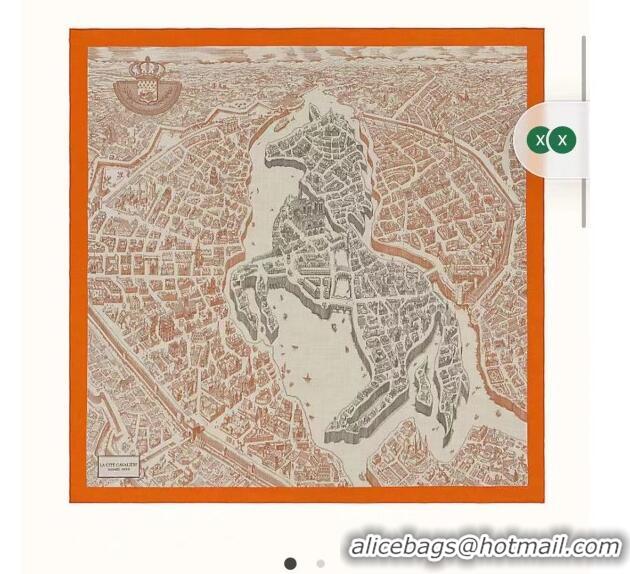 Best Price Hermes Cashmere & Silk Sqaure Shawl Scarf 140cm H112117 Beige/Orange 2023 Top