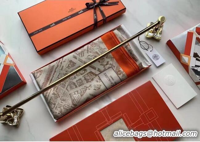 Best Price Hermes Cashmere & Silk Sqaure Shawl Scarf 140cm H112117 Beige/Orange 2023 Top