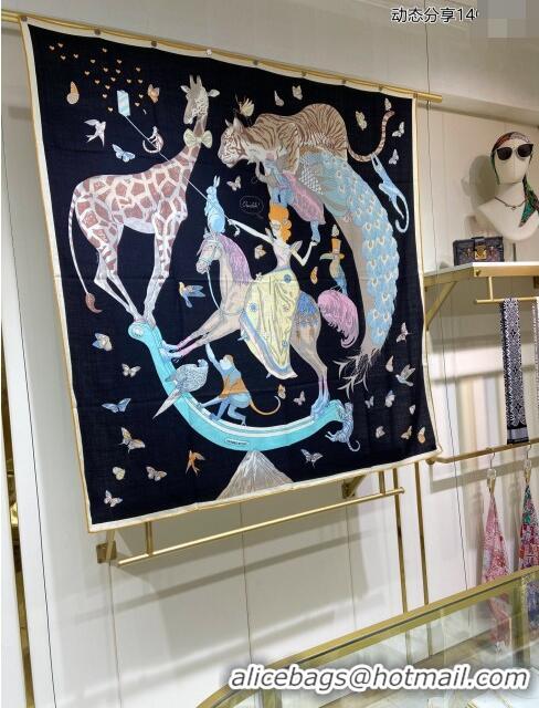 Market Sells Hermes Cashmere & Silk Sqaure Shawl Scarf 140cm H112118 Black 2023 Top