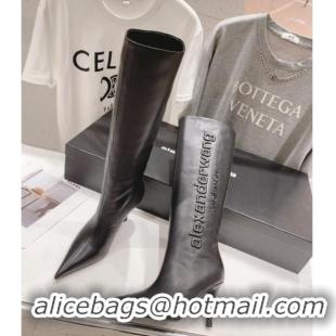 Buy Luxury Alexander Wang delphine tall boot 6.5cm in leather Black 925040