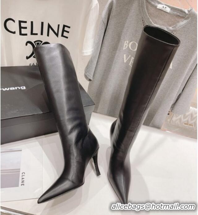 Buy Luxury Alexander Wang delphine tall boot 6.5cm in leather Black 925040