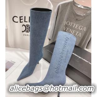 Most Popular Alexander Wang delphine tall boot 6.5cm in denim Blue 925041