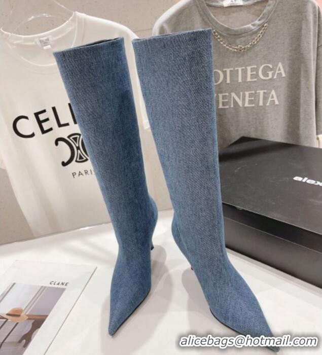 Most Popular Alexander Wang delphine tall boot 6.5cm in denim Blue 925041