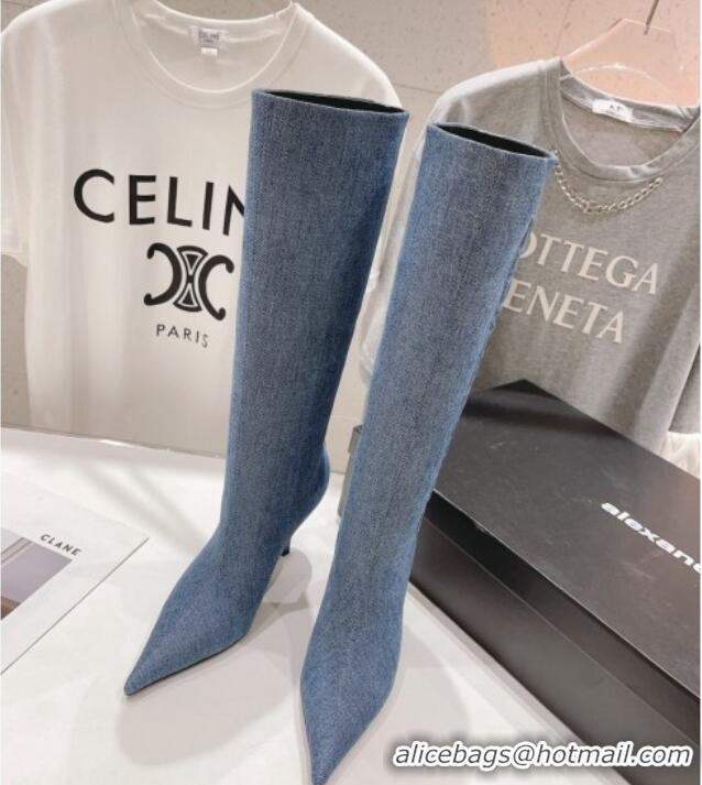 Most Popular Alexander Wang delphine tall boot 6.5cm in denim Blue 925041