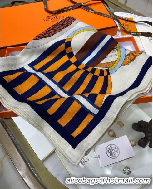 Famous Brand Hermes Cashmere & Silk Sqaure Shawl Scarf 140cm H112120 White 2023 Top