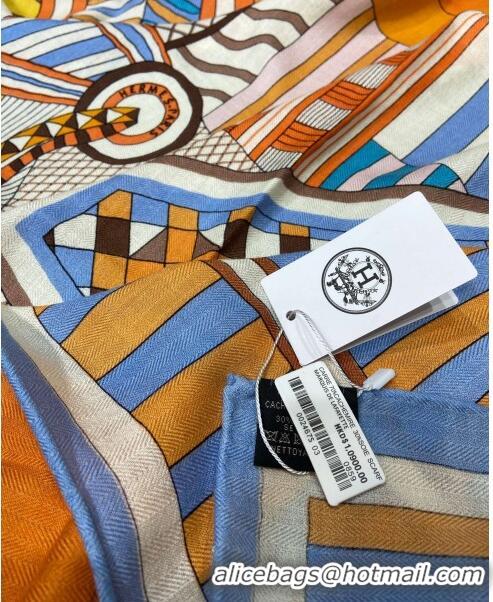 Buy Hermes Cashmere & Silk Sqaure Shawl Scarf 140cm H112122 Orange 2023 Top