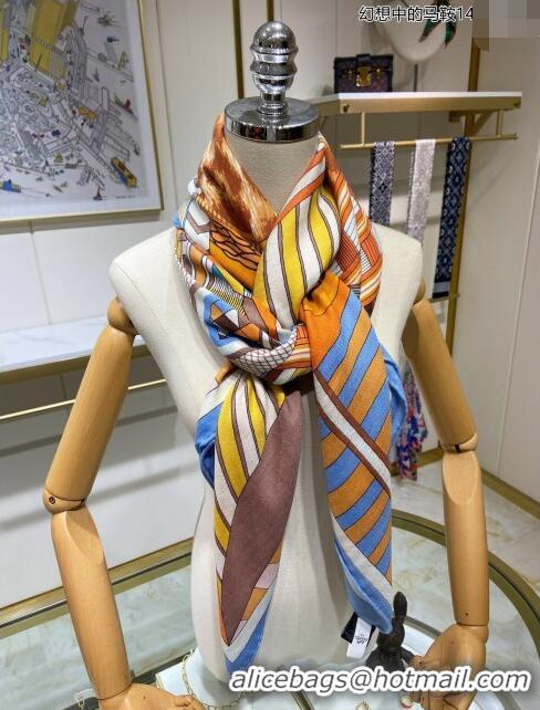 Buy Hermes Cashmere & Silk Sqaure Shawl Scarf 140cm H112122 Orange 2023 Top