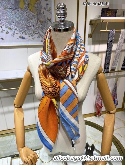 Buy Hermes Cashmere & Silk Sqaure Shawl Scarf 140cm H112122 Orange 2023 Top