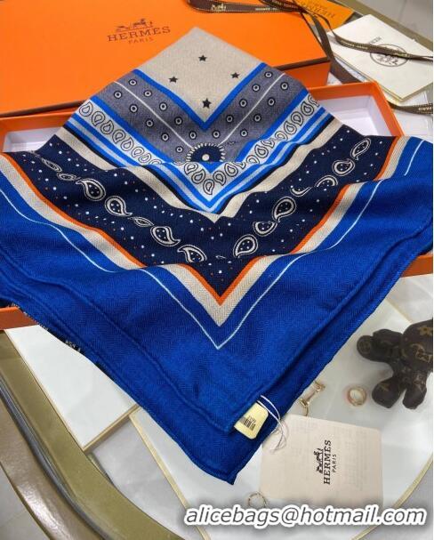 Promotional Hermes Cashmere & Silk Sqaure Shawl Scarf 140cm H112124 Blue 2023 Top