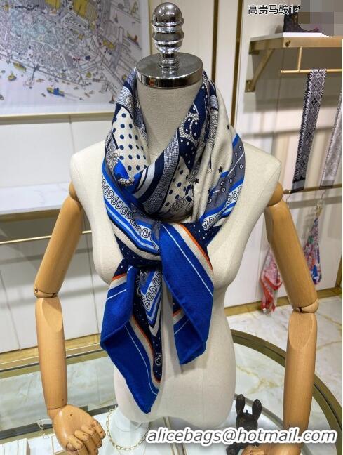 Promotional Hermes Cashmere & Silk Sqaure Shawl Scarf 140cm H112124 Blue 2023 Top