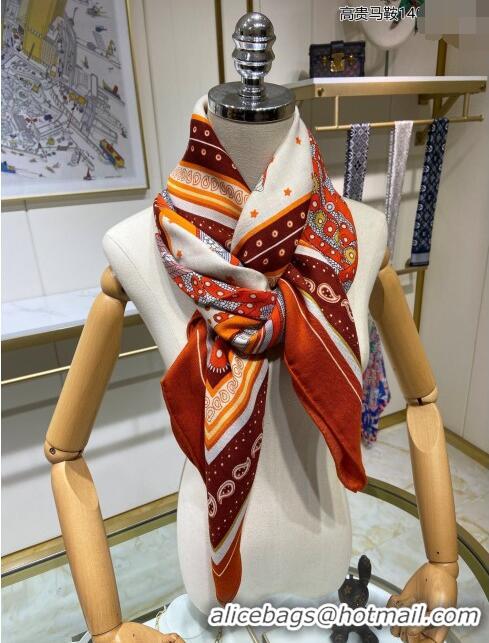 Best Price Hermes Cashmere & Silk Sqaure Shawl Scarf 140cm H112125 Red 2023 Top