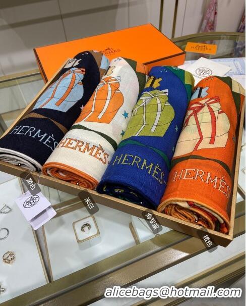 Famous Brand Hermes Cashmere & Silk Sqaure Shawl Scarf 140cm H112126 Orange 2023 Top