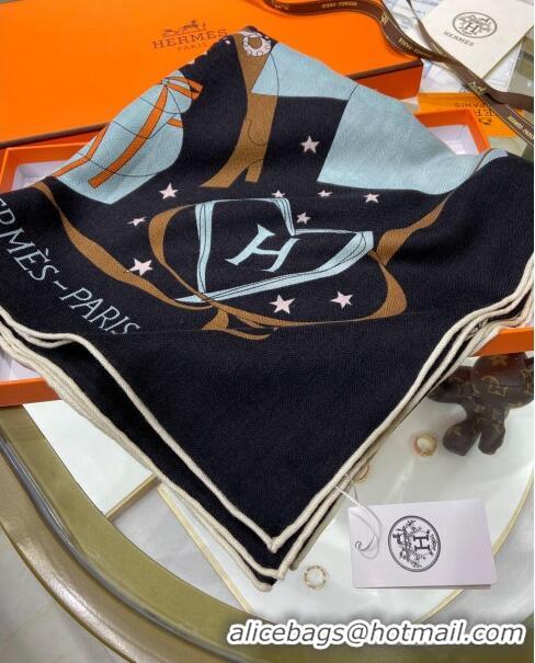 Fashion Discount Hermes Cashmere & Silk Sqaure Shawl Scarf 140cm H112127 Black 2023 Top