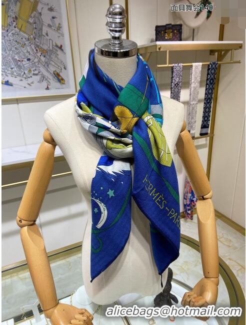 Promotional Hermes Cashmere & Silk Sqaure Shawl Scarf 140cm H112128 Blue 2023 Top