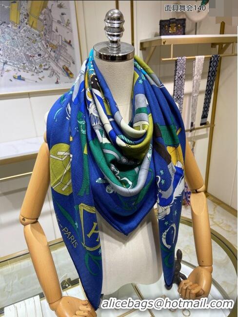 Promotional Hermes Cashmere & Silk Sqaure Shawl Scarf 140cm H112128 Blue 2023 Top