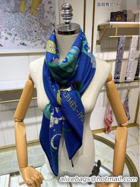 Promotional Hermes Cashmere & Silk Sqaure Shawl Scarf 140cm H112128 Blue 2023 Top