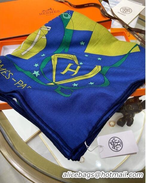 Promotional Hermes Cashmere & Silk Sqaure Shawl Scarf 140cm H112128 Blue 2023 Top