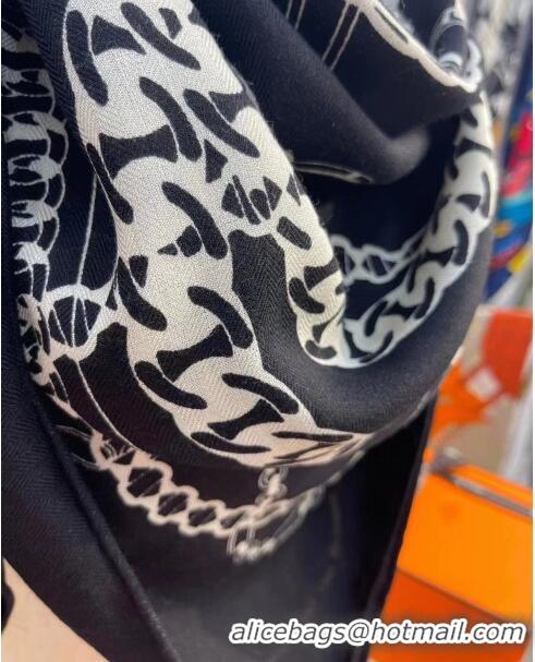 Pretty Style Hermes Cashmere & Silk Sqaure Shawl Scarf 140cm H112130 Black 2023 Top