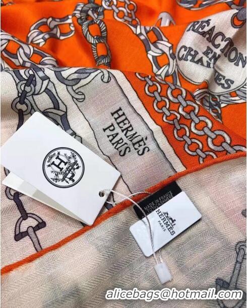 Top Quality Hermes Cashmere & Silk Sqaure Shawl Scarf 140cm H112133 Orange 2023 Top