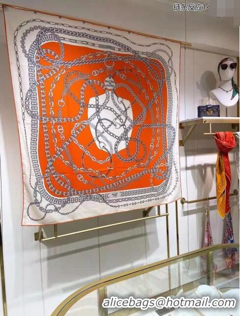 Top Quality Hermes Cashmere & Silk Sqaure Shawl Scarf 140cm H112133 Orange 2023 Top