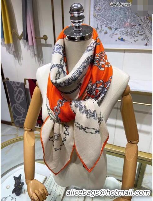 Top Quality Hermes Cashmere & Silk Sqaure Shawl Scarf 140cm H112133 Orange 2023 Top