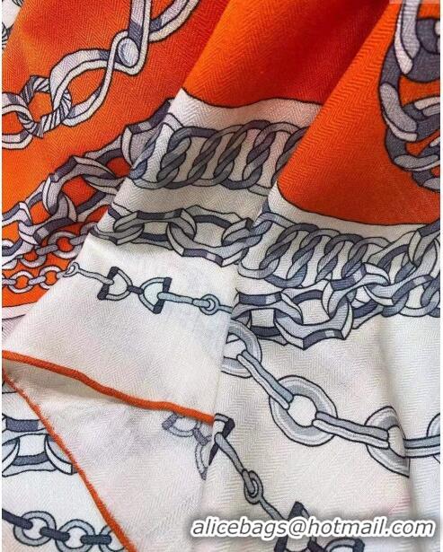 Top Quality Hermes Cashmere & Silk Sqaure Shawl Scarf 140cm H112133 Orange 2023 Top