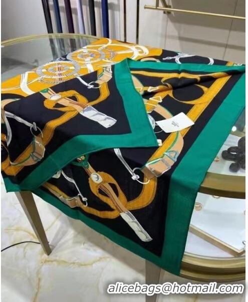 Buy Discount Hermes Cashmere & Silk Sqaure Shawl Scarf 140cm H112134 Black/Green 2023 Top